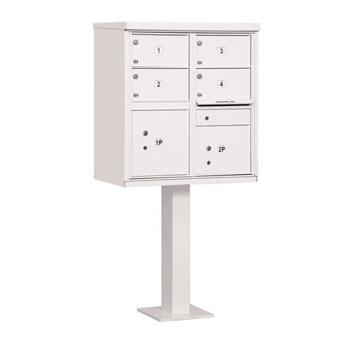 Mailboxes 3305WHT-U Salsbury Cluster Box Unit with 4 Doors and 2 Parcel Lockers in White with USPS Access - Type V