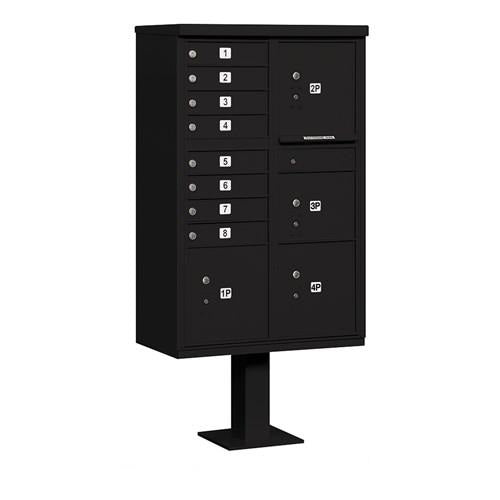 Mailboxes 3306BLK-U Salsbury Cluster Box Unit with 8 Doors and 4 Parcel Lockers in Black with USPS Access - Type VI