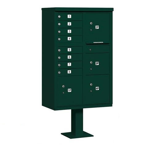 Mailboxes 3306GRN-U Salsbury Cluster Box Unit with 8 Doors and 4 Parcel Lockers in Green with USPS Access - Type VI