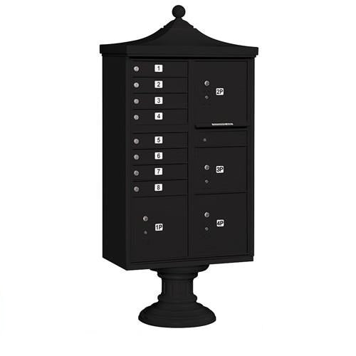 Mailboxes 3306R-BLK-U Salsbury Regency Decorative Cluster Box Unit with 8 Doors and 4 Parcel Lockers in Black with USPS Access - Type VI