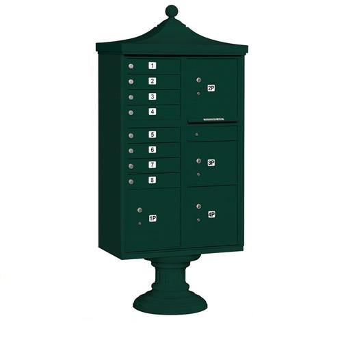 Mailboxes 3306R-GRN-U Salsbury Regency Decorative Cluster Box Unit with 8 Doors and 4 Parcel Lockers in Green with USPS Access - Type VI