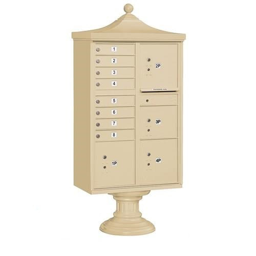 Mailboxes 3306R-SAN-U Salsbury Regency Decorative Cluster Box Unit with 8 Doors and 4 Parcel Lockers in Sandstone with USPS Access  Type VI