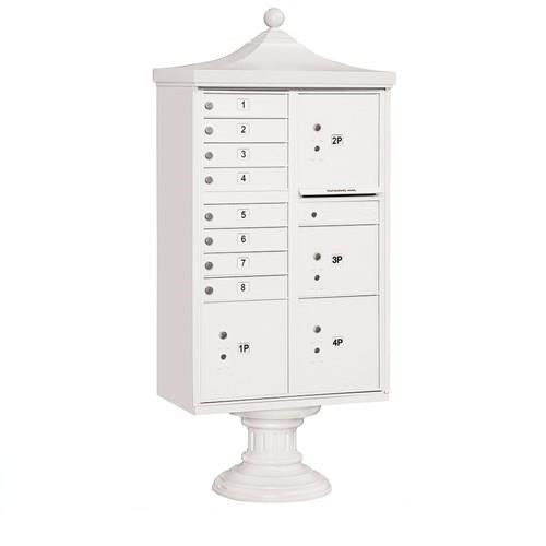 Mailboxes 3306R-WHT-U Salsbury Regency Decorative Cluster Box Unit with 8 Doors and 4 Parcel Lockers in White with USPS Access - Type VI