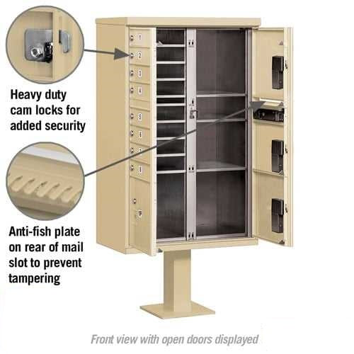 Mailboxes 3306SAN-U Salsbury Cluster Box Unit with 8 Doors and 4 Parcel Lockers in Sandstone with USPS Access  Type VI