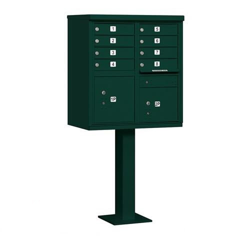 Mailboxes 3308GRN-U Salsbury Cluster Box Unit with 8 Doors and 2 Parcel Lockers in Green with USPS Access - Type I