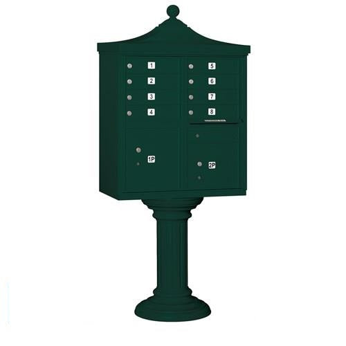 Mailboxes 3308R-GRN-U Salsbury Regency Decorative Cluster Box Unit with 8 Doors and 2 Parcel Lockers in Green with USPS Access - Type I