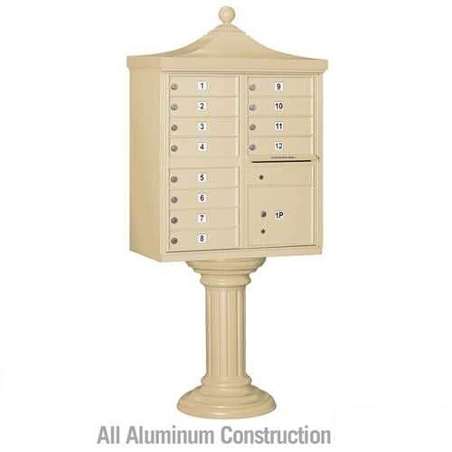 Mailboxes 3312R-SAN-U Salsbury Regency Decorative Cluster Box Unit with 12 Doors and 1 Parcel Locker in Sandstone with USPS Access  Type II