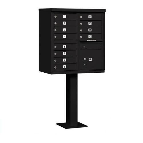 Mailboxes 3312BLK-U Salsbury Cluster Box Unit with 12 Doors and 1 Parcel Locker in Black with USPS Access - Type II