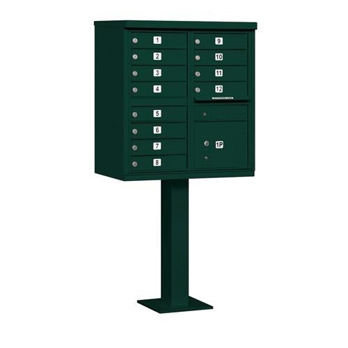 Mailboxes 3312GRN-U Salsbury Cluster Box Unit with 12 Doors and 1 Parcel Locker in Green with USPS Access - Type II