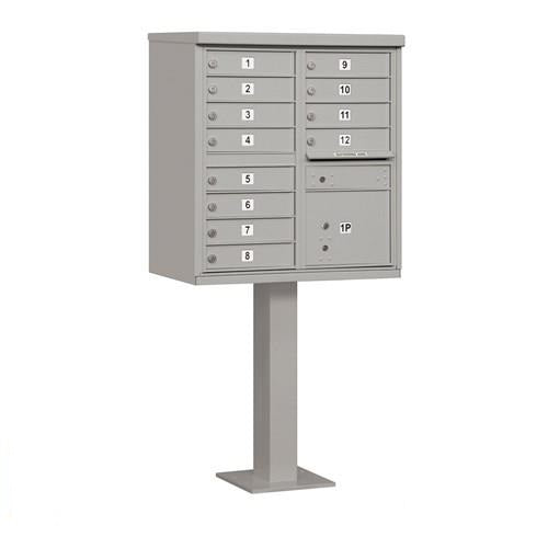 Mailboxes 3312GRY-U Salsbury Cluster Box Unit with 12 Doors and 1 Parcel Locker in Gray with USPS Access - Type II