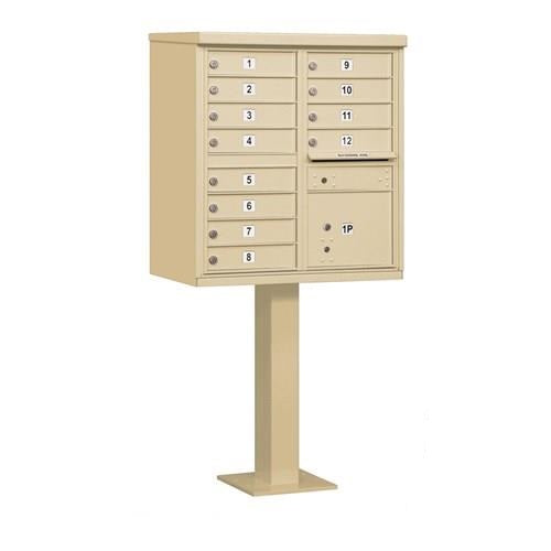 Mailboxes 3312SAN-U Salsbury Cluster Box Unit with 12 Doors and 1 Parcel Locker in Sandstone with USPS Access  Type II