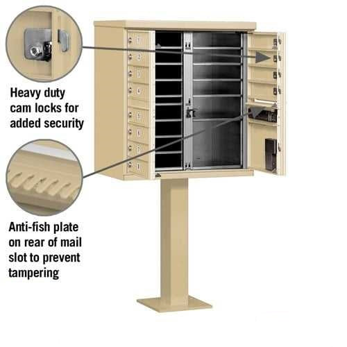 Mailboxes 3312SAN-U Salsbury Cluster Box Unit with 12 Doors and 1 Parcel Locker in Sandstone with USPS Access  Type II