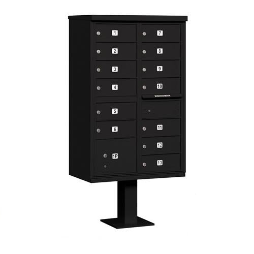 Mailboxes 3313BLK-U Salsbury Cluster Box Unit with 13 Doors and 1 Parcel Locker in Black with USPS Access - Type IV