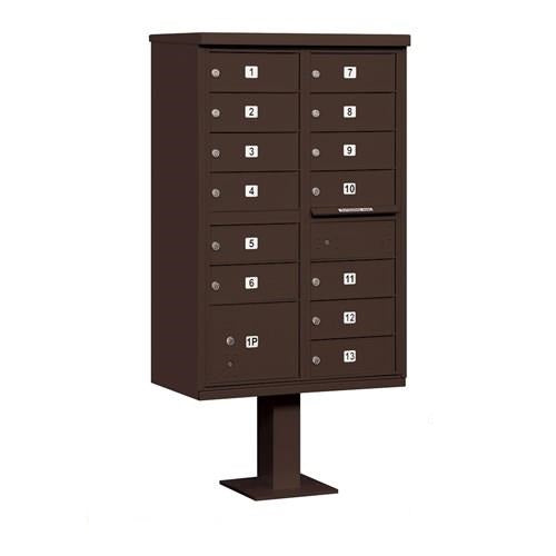 Mailboxes 3313BRZ-U Salsbury Cluster Box Unit with 13 Doors and 1 Parcel Locker in Bronze with USPS Access - Type IV