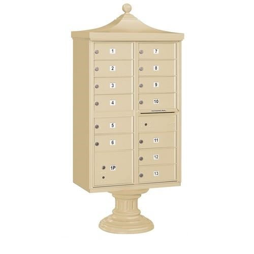 Mailboxes 3313R-SAN-U Salsbury Regency Decorative Cluster Box Unit with 13 Doors and 1 Parcel Locker in Sandstone with USPS Access  Type IV