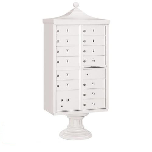 Mailboxes 3313R-WHT-U Salsbury Regency Decorative Cluster Box Unit with 13 Doors and 1 Parcel Locker in White with USPS Access - Type IV