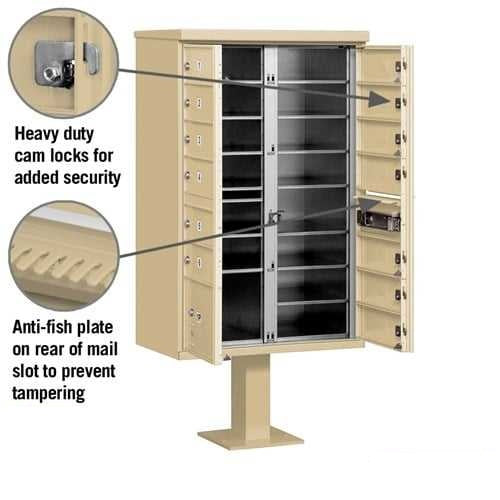 Mailboxes 3313SAN-U Salsbury Cluster Box Unit with 13 Doors and 1 Parcel Locker in Sandstone with USPS Access  Type IV