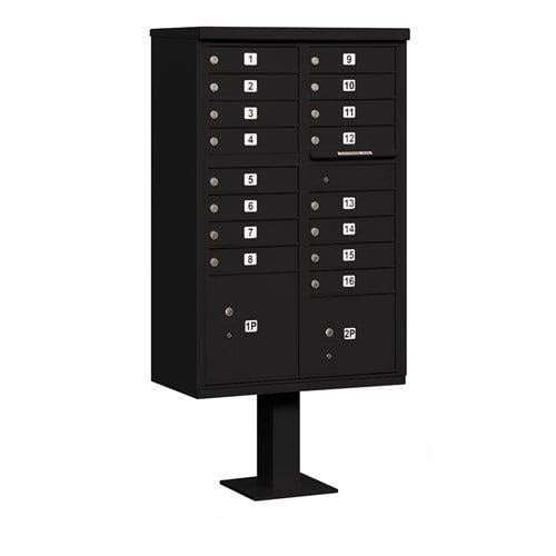 Mailboxes 3316BLK-U Salsbury Cluster Box Unit with 16 Doors and 2 Parcel Lockers in Black with USPS Access - Type III