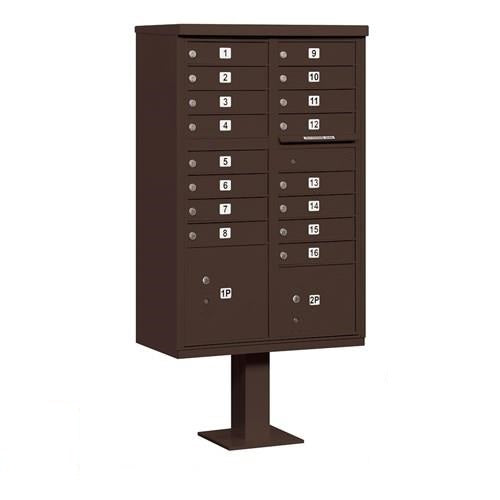 Mailboxes 3316BRZ-U Salsbury Cluster Box Unit with 16 Doors and 2 Parcel Lockers in Bronze with USPS Access - Type III