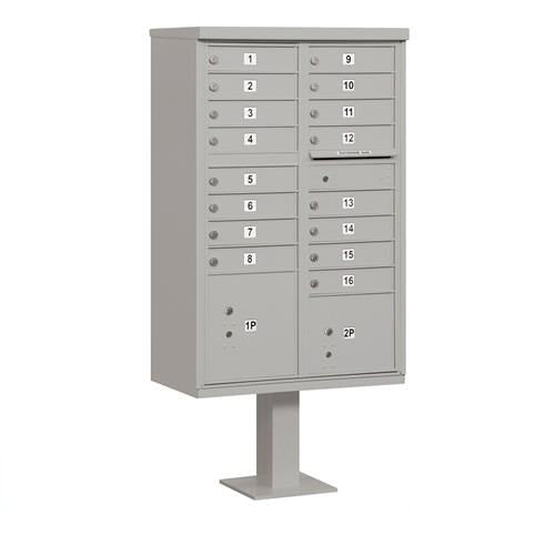 Mailboxes 3316GRY-U Salsbury Cluster Box Unit with 16 Doors and 2 Parcel Lockers in Gray with USPS Access - Type III