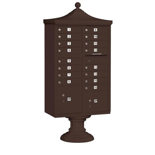 Mailboxes 3316R-BRZ-U Salsbury Regency Decorative Cluster Box Unit with 16 Doors and 2 Parcel Lockers in Bronze with USPS Access - Type III