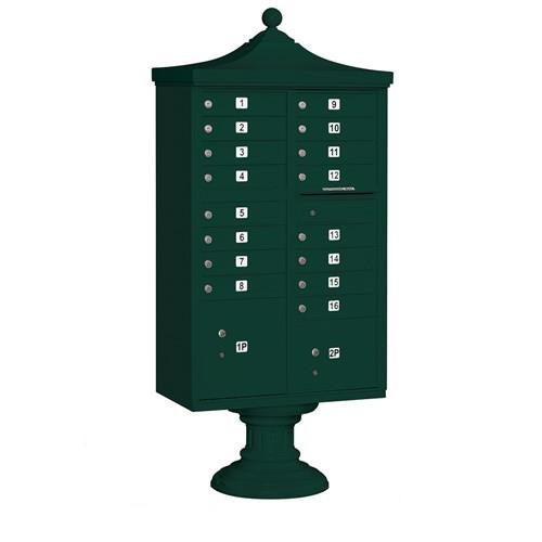 Mailboxes 3316R-GRN-U Salsbury Regency Decorative Cluster Box Unit with 16 Doors and 2 Parcel Lockers in Green with USPS Access - Type III