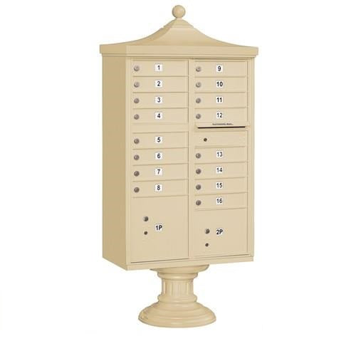 Mailboxes 3316R-SAN-U Salsbury Regency Decorative Cluster Box Unit with 16 Doors and 2 Parcel Lockers in Sandstone with USPS Access  Type III