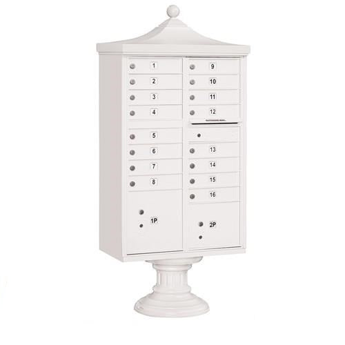 Mailboxes 3316R-WHT-U Salsbury Regency Decorative Cluster Box Unit with 16 Doors and 2 Parcel Lockers in White with USPS Access - Type III