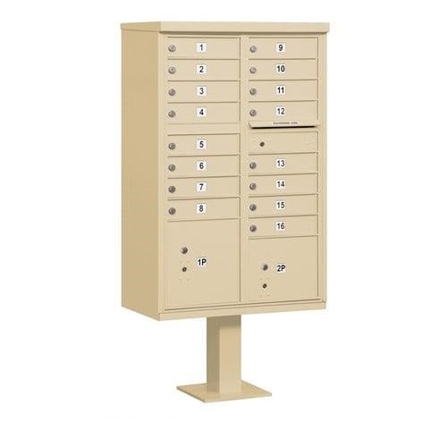 Mailboxes 3316SAN-U Salsbury Cluster Box Unit with 16 Doors and 2 Parcel Lockers in Sandstone with USPS Access  Type III