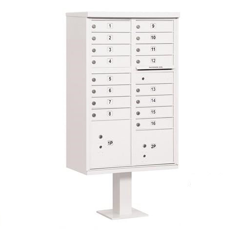 Mailboxes 3316WHT-U Salsbury Cluster Box Unit with 16 Doors and 2 Parcel Lockers in White with USPS Access - Type III