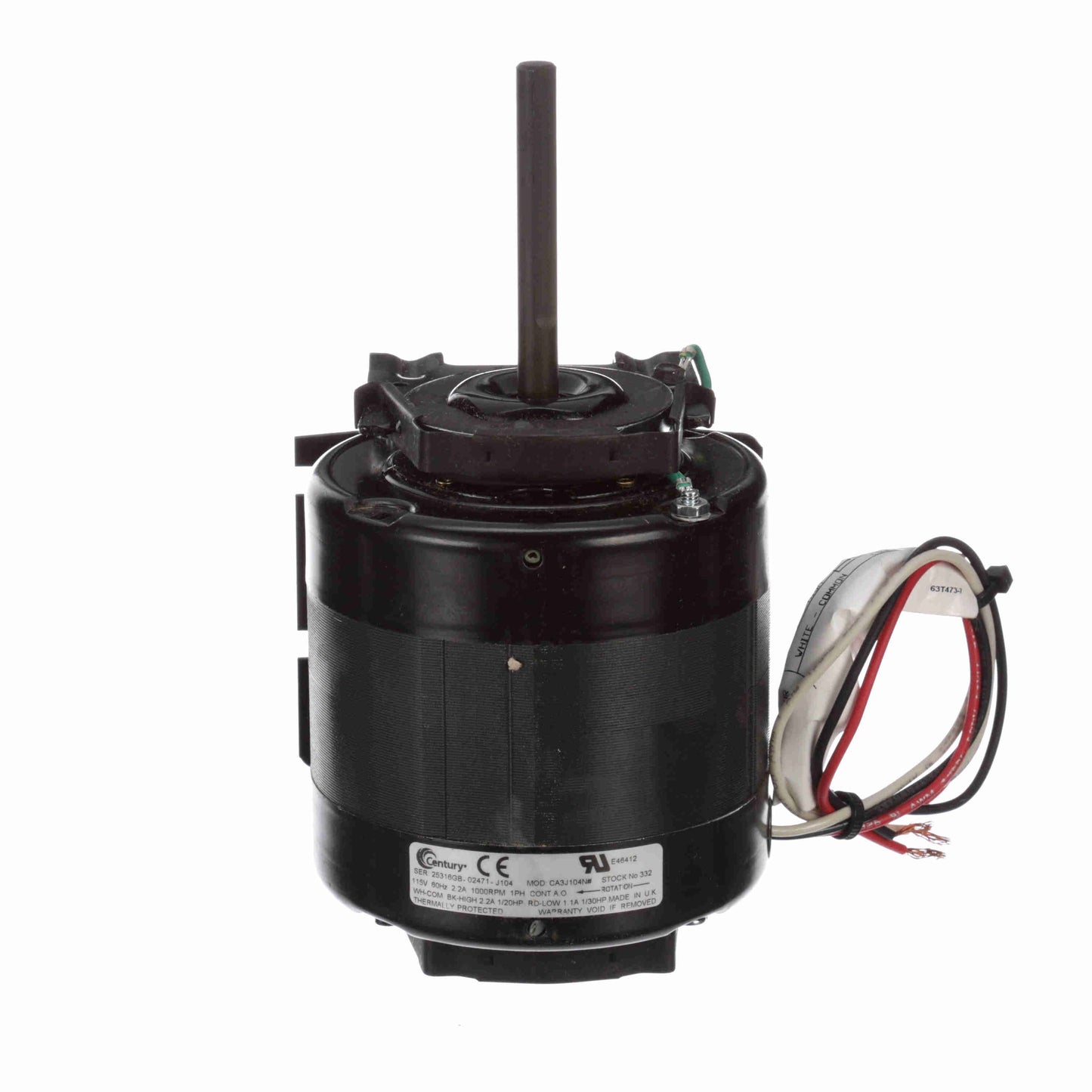 Century OEM Replacement Motor, 1/20-1/30 HP, 1 Ph, 60 Hz, 115 V, 1000 RPM, 2 Speed, 4.4" Diameter, TEAO - 332