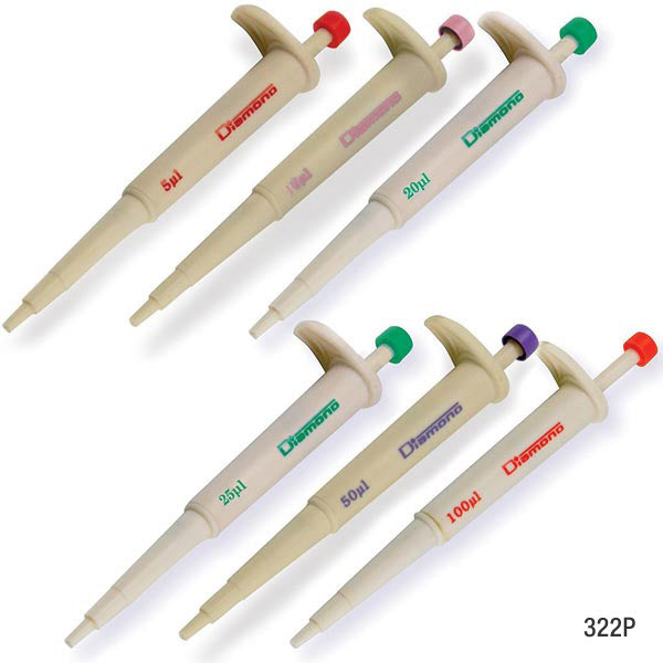 Globe Scientific 3322P Pipette Diamond Jr. Pack of 6 Pipettes (5uL 10uL 20uL 25uL 50uL and 100uL) Autoclavable
