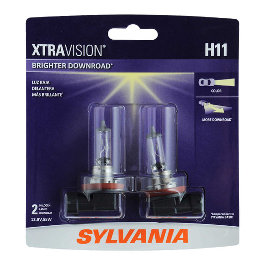 Sylvania H11 Xtravision Halogen Headlight Bulb, 2 Pack