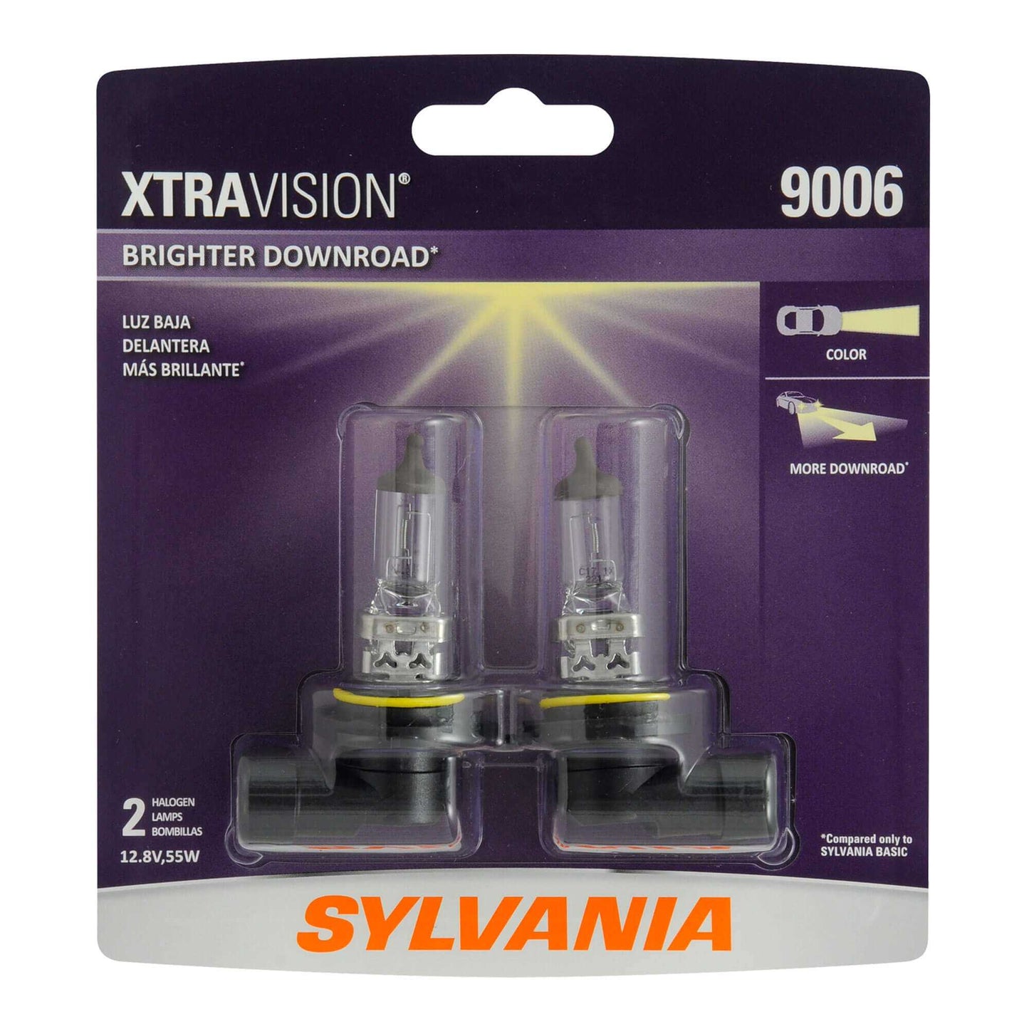 Sylvania Automotive 33473 Sylvania 9006 Xtravision Halogen Headlight Bulb, 2 Pack