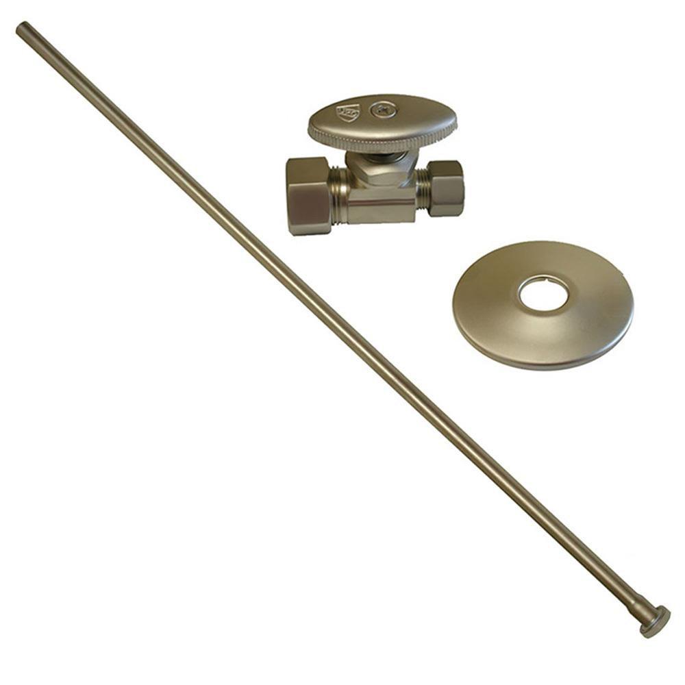 Jones Stephens S1037BN Brushed Nickel 3/8" x 20" Closet Supply and 3/8" x 5/8" Angle Stop Kit