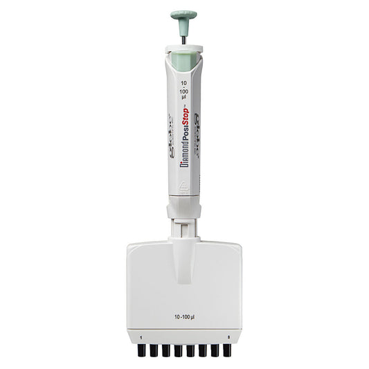 Globe Scientific 3364-100 Pipette Diamond PosiStop Fully Autoclavable 8-Channel Adjustable volume 10 - 100ul Green