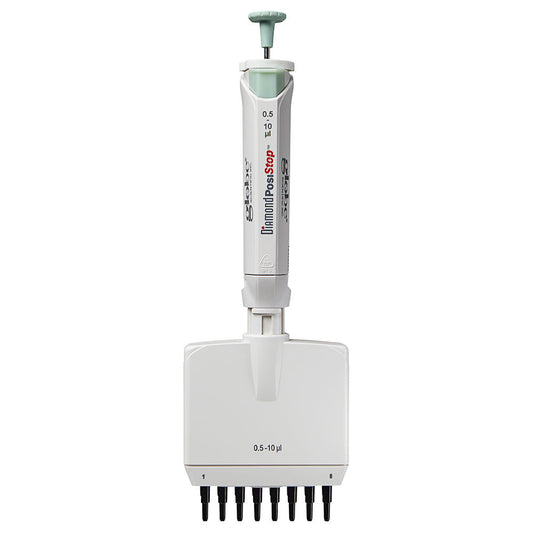 Globe Scientific 3364-10 Pipette Diamond PosiStop Fully Autoclavable 8-Channel Adjustable volume 0.5 - 10ul Red