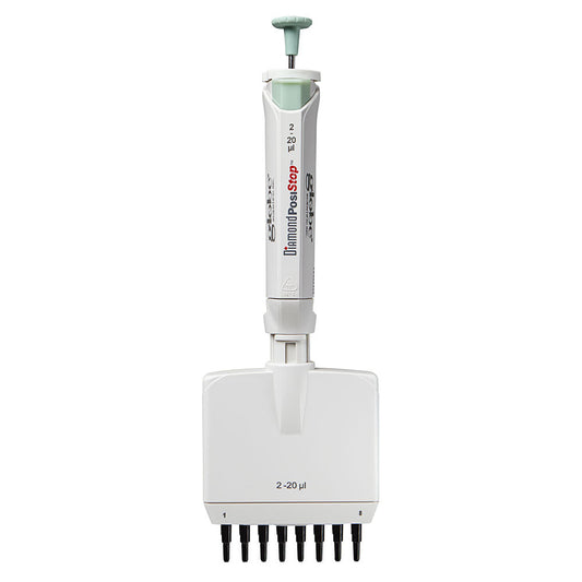 Globe Scientific 3364-20 Pipette Diamond PosiStop Fully Autoclavable 8-Channel Adjustable volume 2 - 20ul Red