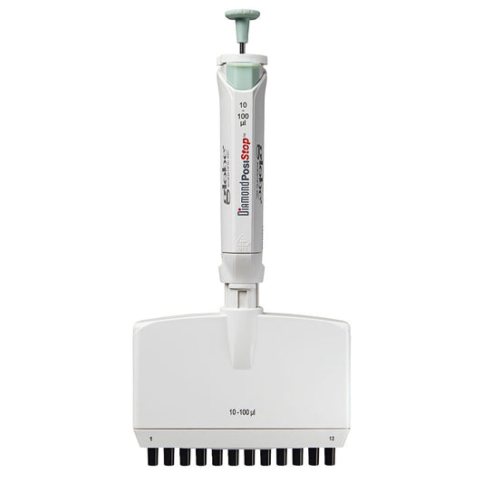 Globe Scientific 3365-100 Pipette Diamond PosiStop Fully Autoclavable 12-Channel Adjustable volume 10 - 100ul Green