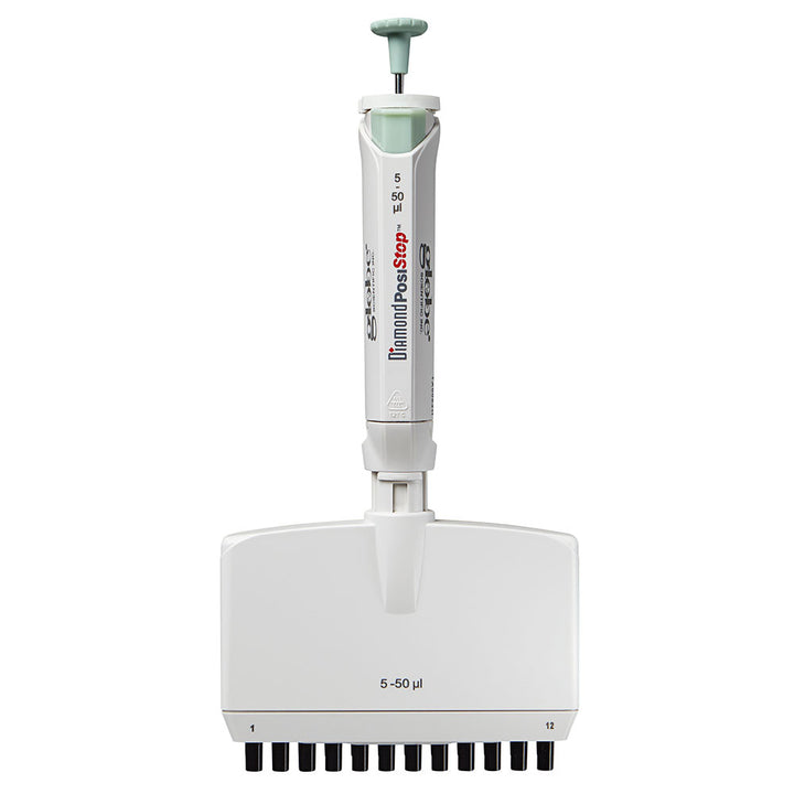 Globe Scientific 3365-10 Pipette Diamond PosiStop Fully Autoclavable 12-Channel Adjustable volume 0.5 - 10ul Red