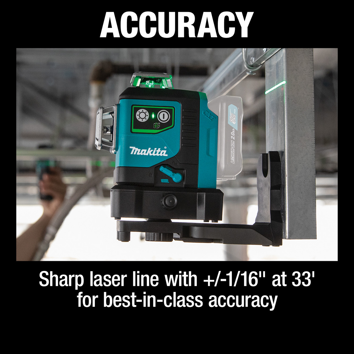 Makita SK700GD 12V max CXT® Lithium‘Ion Cordless Self‘Leveling 360° 3‘Plane Green Laser, Tool Only