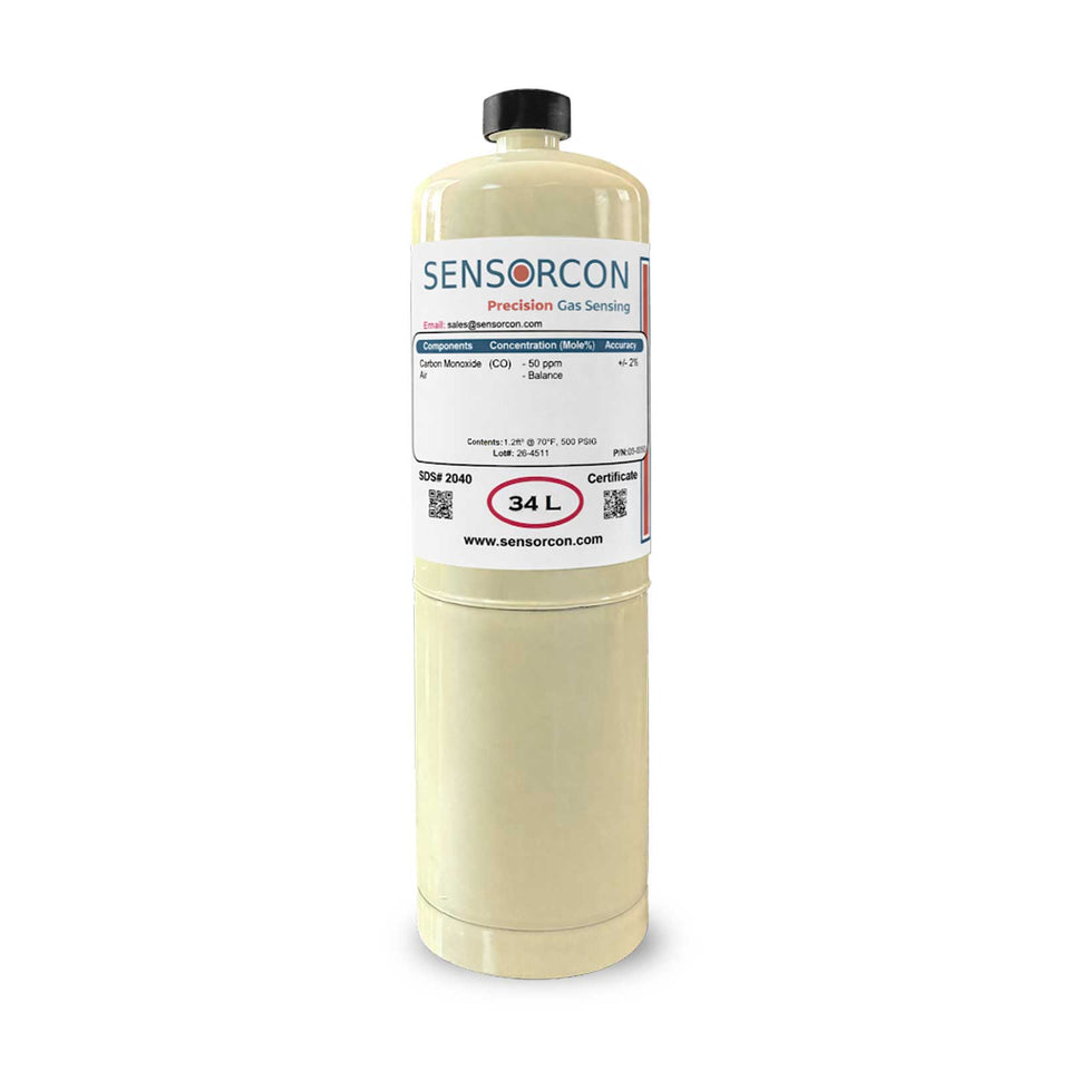 Sensorcon 101650PA 50 PPM Carbon Monoxide Calibration Gas - 34L