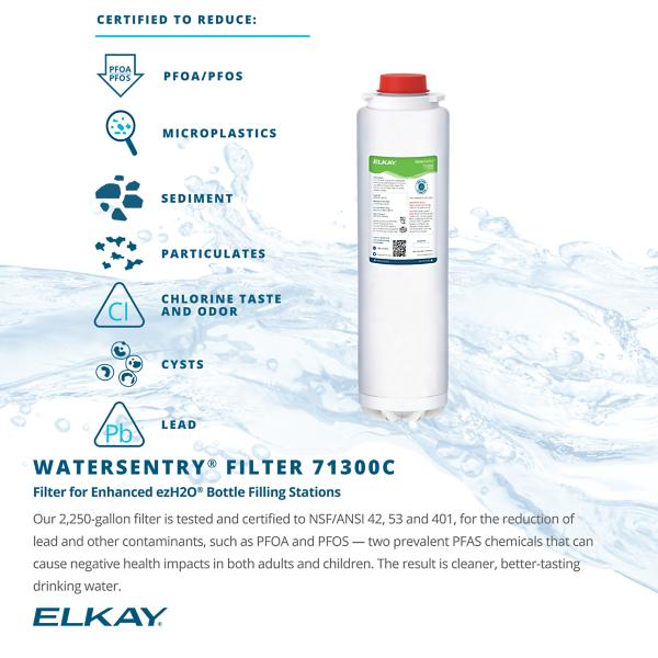 Elkay LZS8WSSP-PF Enhanced ezH2O Bottle Filling Station & Single ADA Cooler Refrigerated Stainless PFOA/PFOS Reduction Quick Filter Change