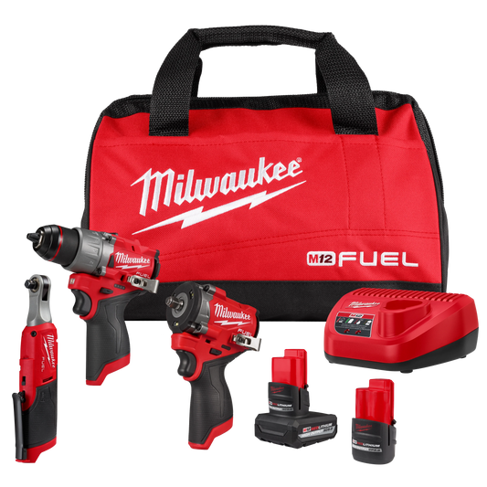 Milwaukee Tool 3424-23 M12 FUEL™ 3-Tool Combo Kit, 1 ST