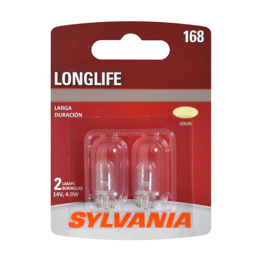 Sylvania Automotive 34476 Sylvania 168 Long Life Mini Bulb, 2 Pack