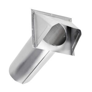 Lambro 344-B 4 Inch Aluminum Wall Exhaust Hood Dryer Vent – Damper – 11 Inch Pipe