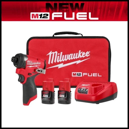 Milwaukee Tool 3453-22 M12 FUEL 1/4" Hex Impact Driver Kit, 1 EA