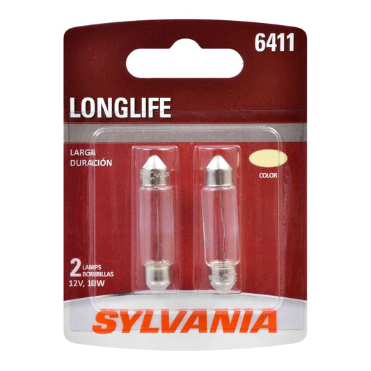 Sylvania Automotive 34532 Sylvania 6411 Long Life Mini Bulb, 2 Pack