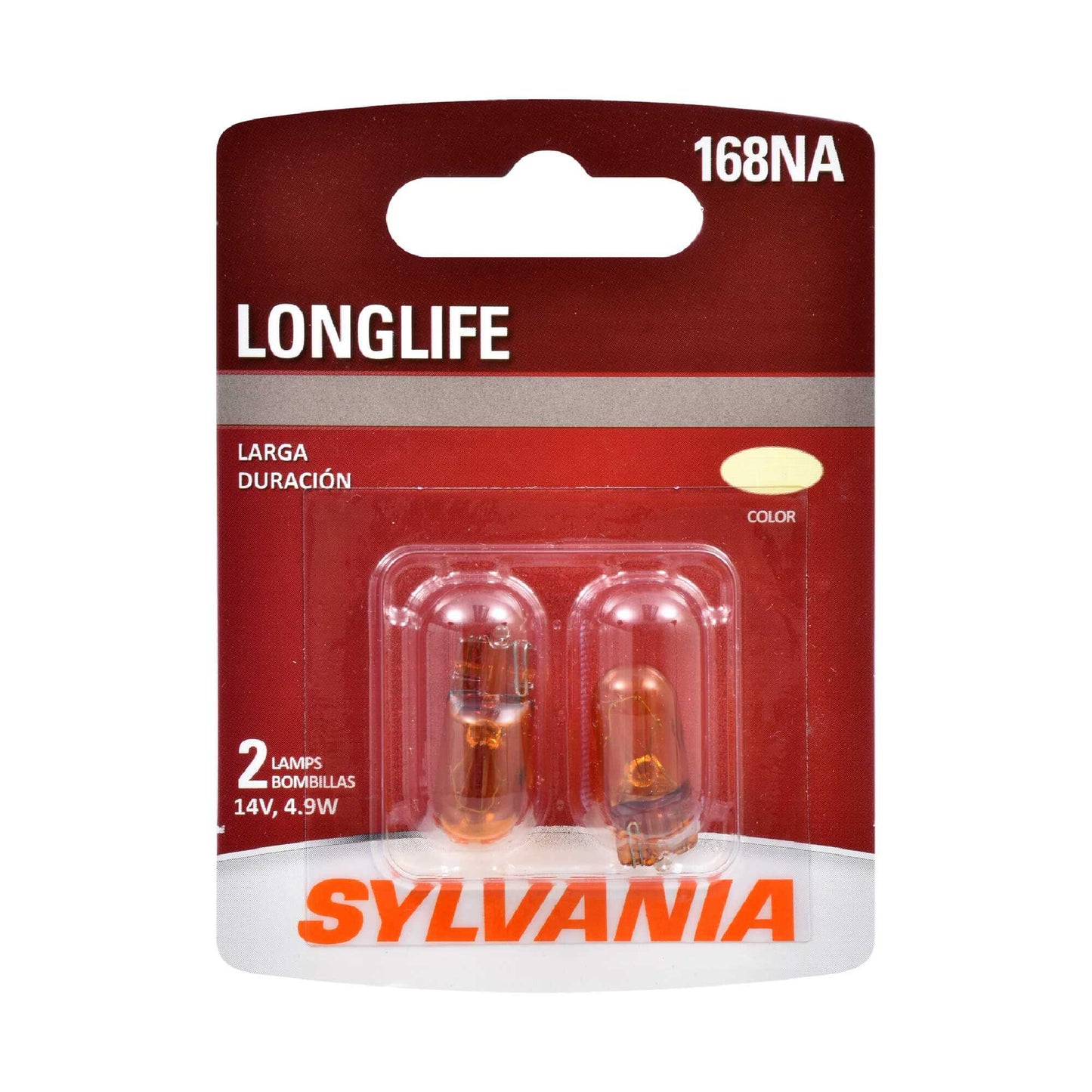 Sylvania Automotive 34542 Sylvania 168Na Long Life Mini Bulb, 2 Pack