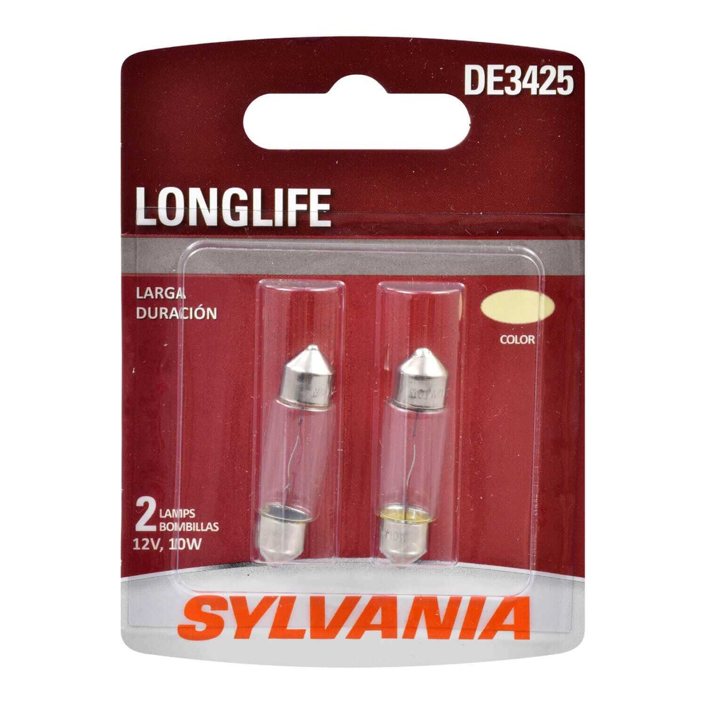 Sylvania Automotive 34568 Sylvania De3425 Long Life Mini Bulb, 2 Pack